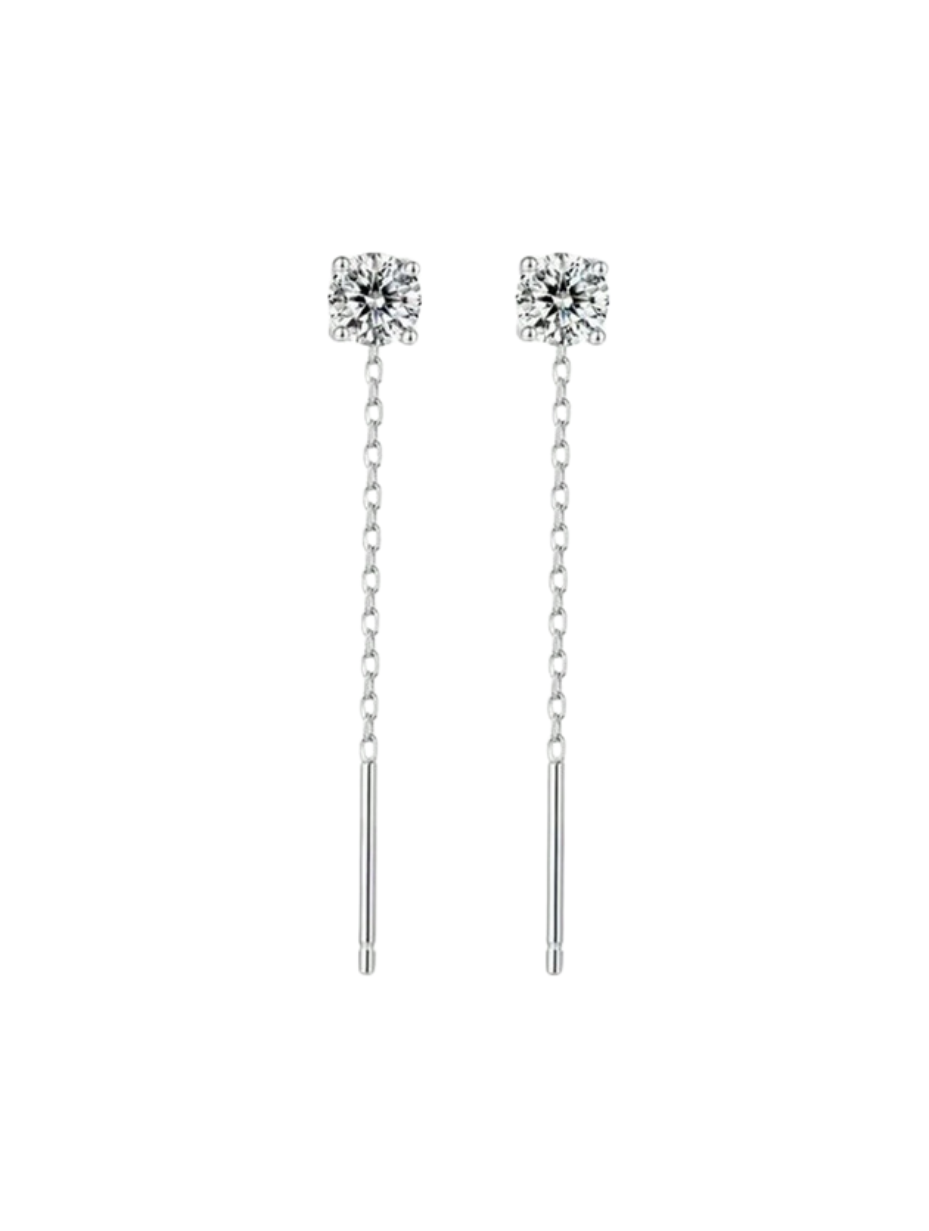 Sterling Silver Moissanite Tassel Earrings | Hypoallergenic Design