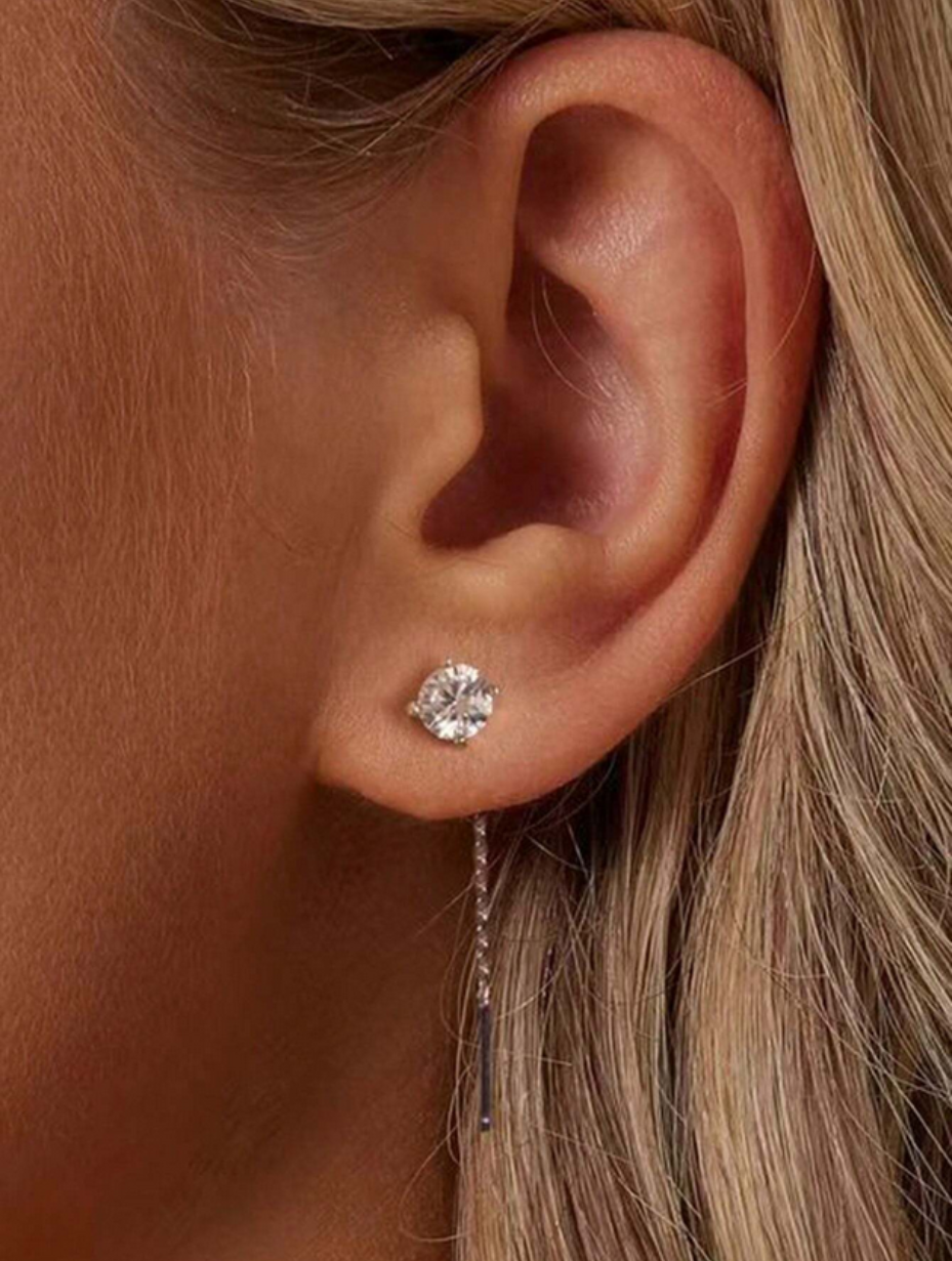 Sterling Silver Moissanite Tassel Earrings | Hypoallergenic Design