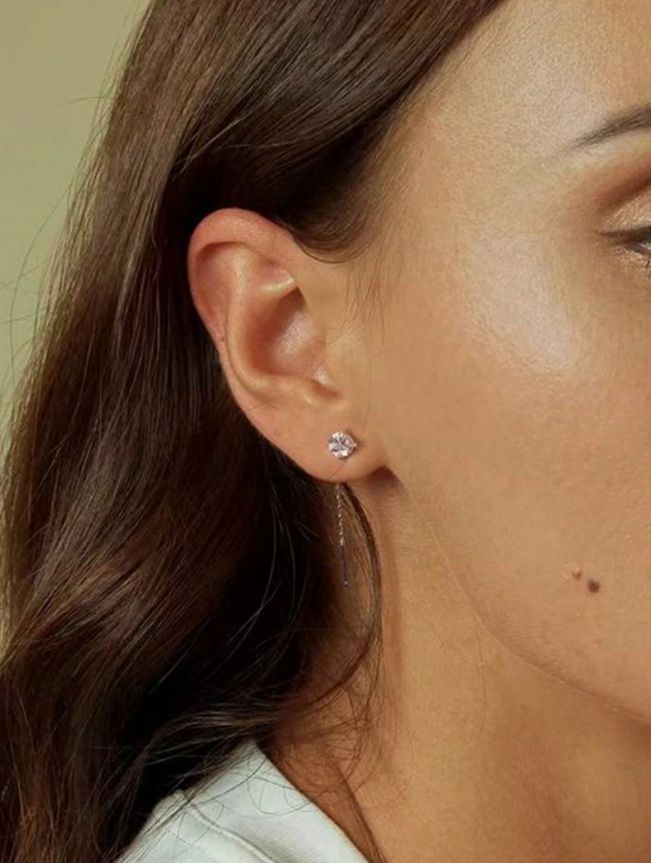 Sterling Silver Moissanite Tassel Earrings | Hypoallergenic Design