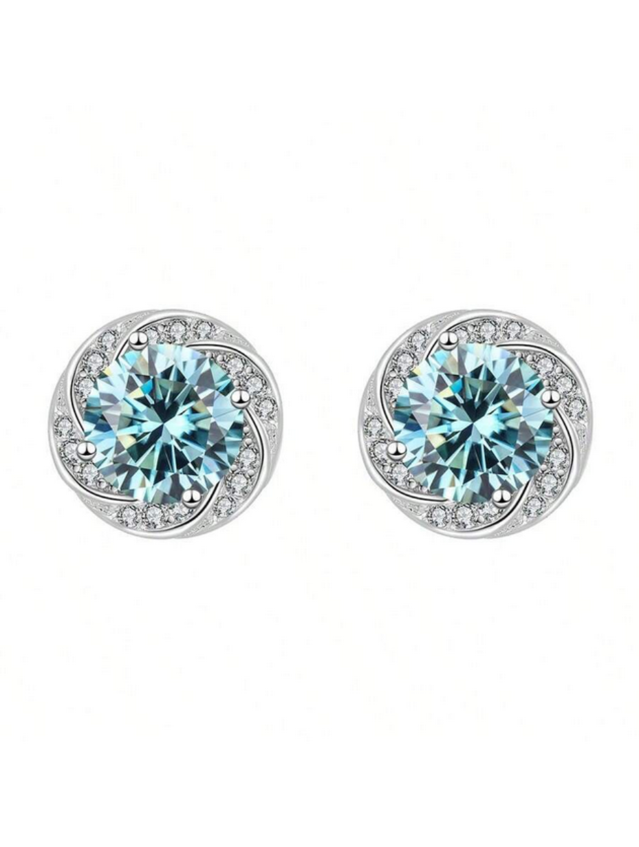 Sterling Silver Moissanite Stud Earrings | Timeless Elegance