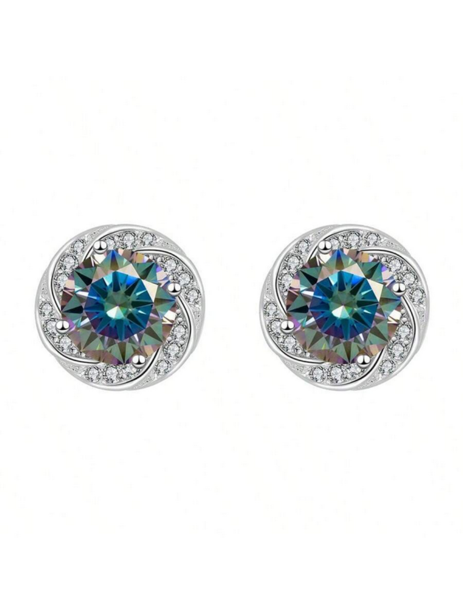 Sterling Silver Moissanite Stud Earrings | Timeless Elegance