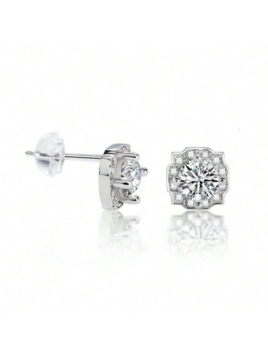 Sterling Silver Moissanite Flower Earrings | Feminine Charm