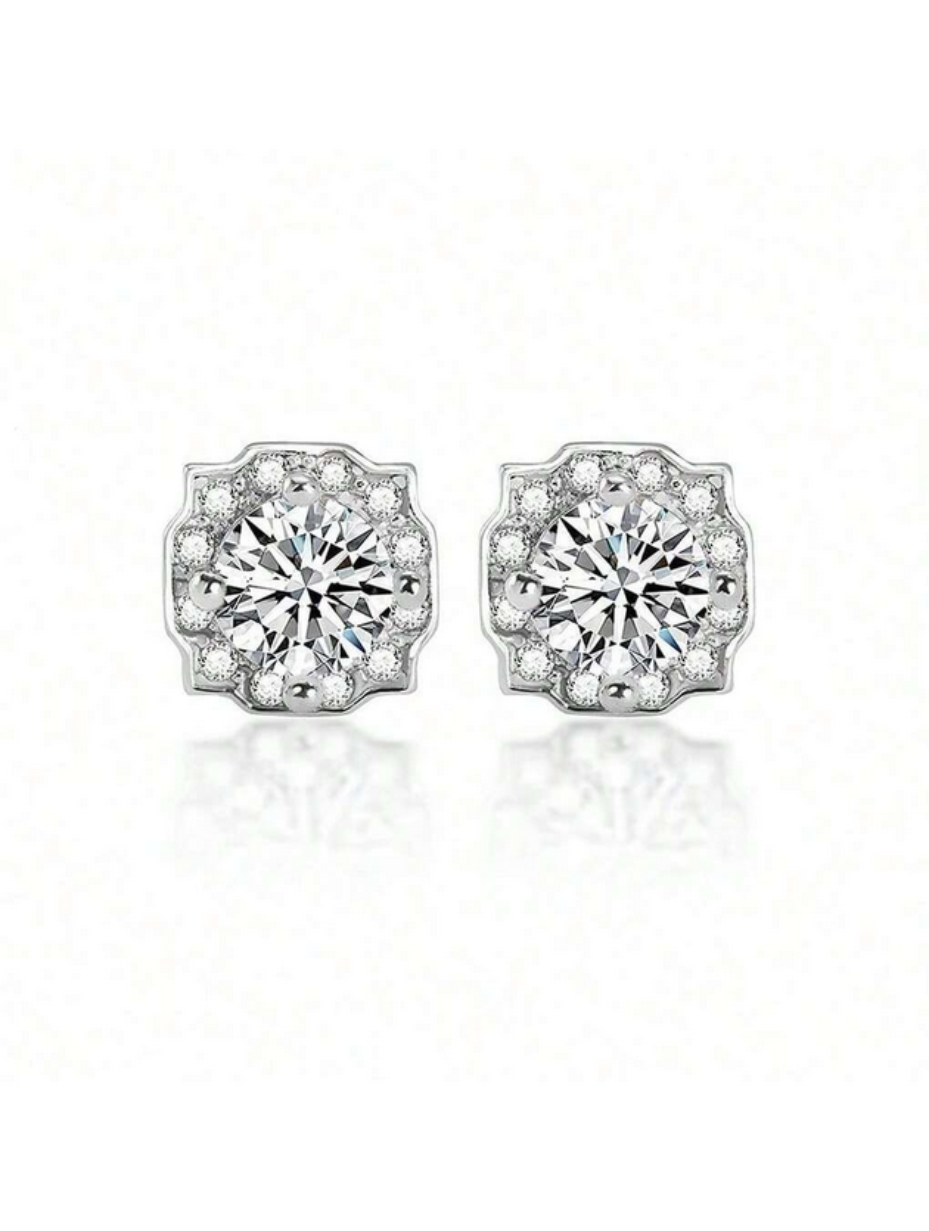 Sterling Silver Moissanite Flower Earrings | Feminine Charm