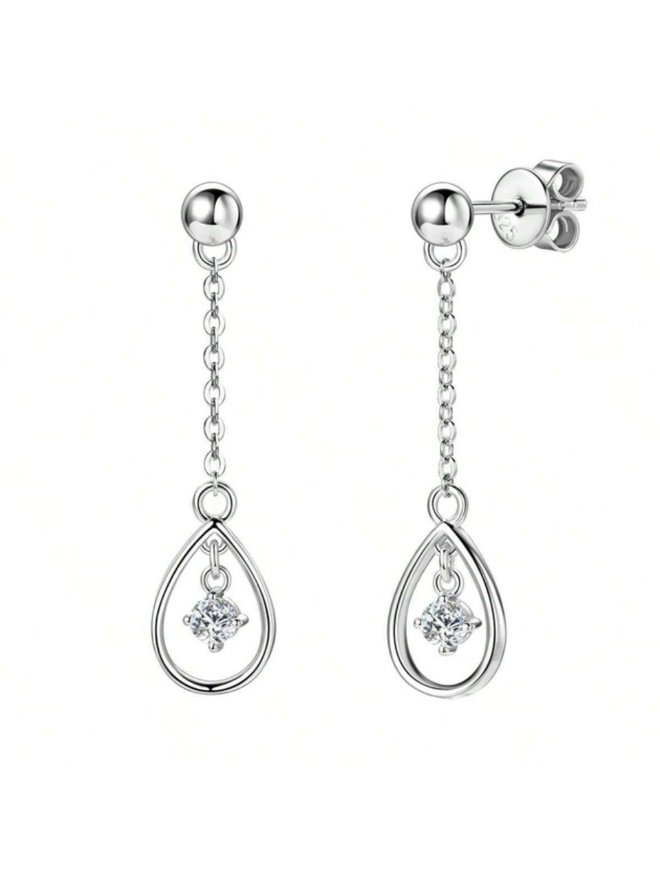 Silver Moissanite Teardrop Earrings | Classic Beauty