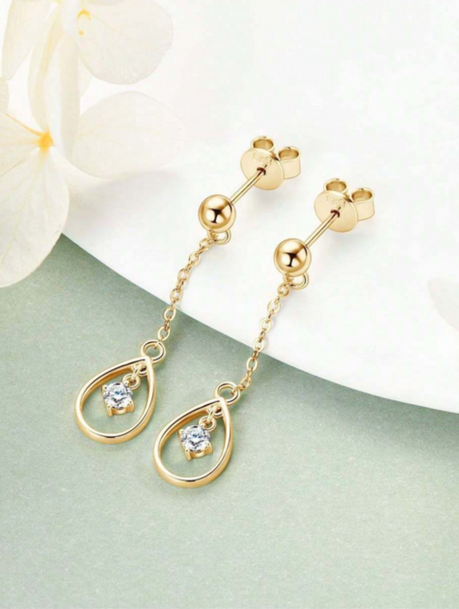 Silver Moissanite Teardrop Earrings | Classic Beauty