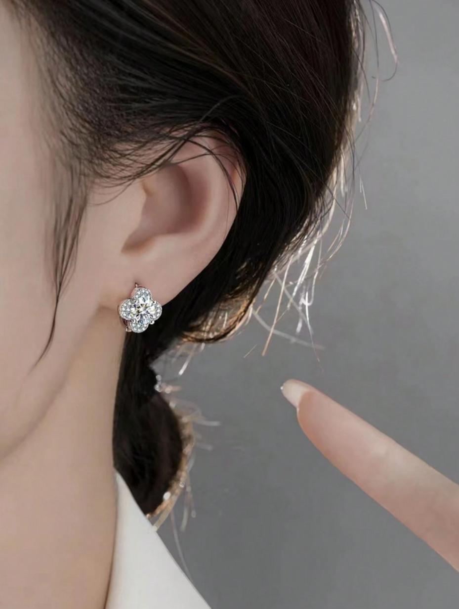 S925 Silver Clover Earrings | Small High-End Design