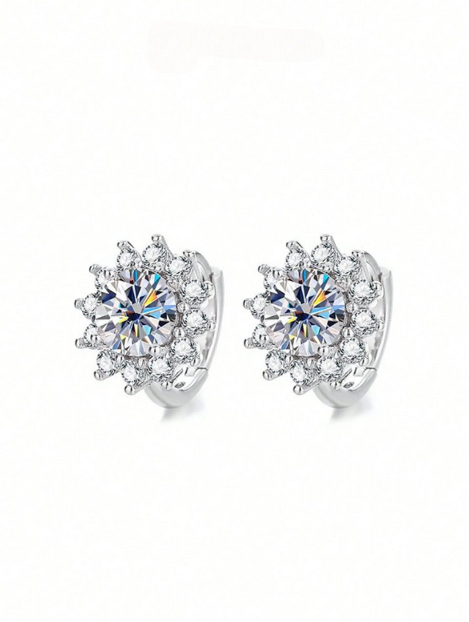 Sunflower Moissanite Earrings | 925 Silver & Gift Box