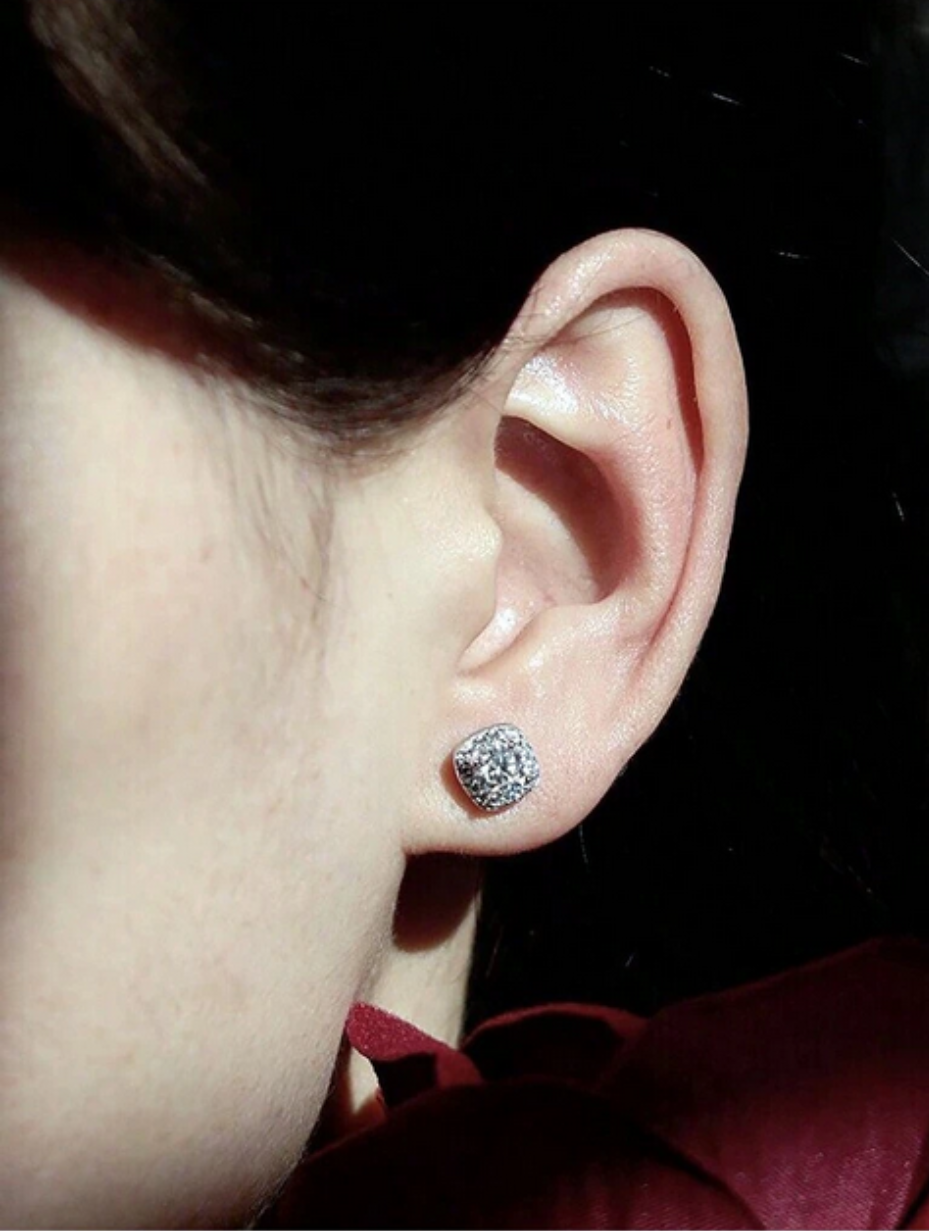 Moissanite Princess Square Earrings | 18K White Gold Plated