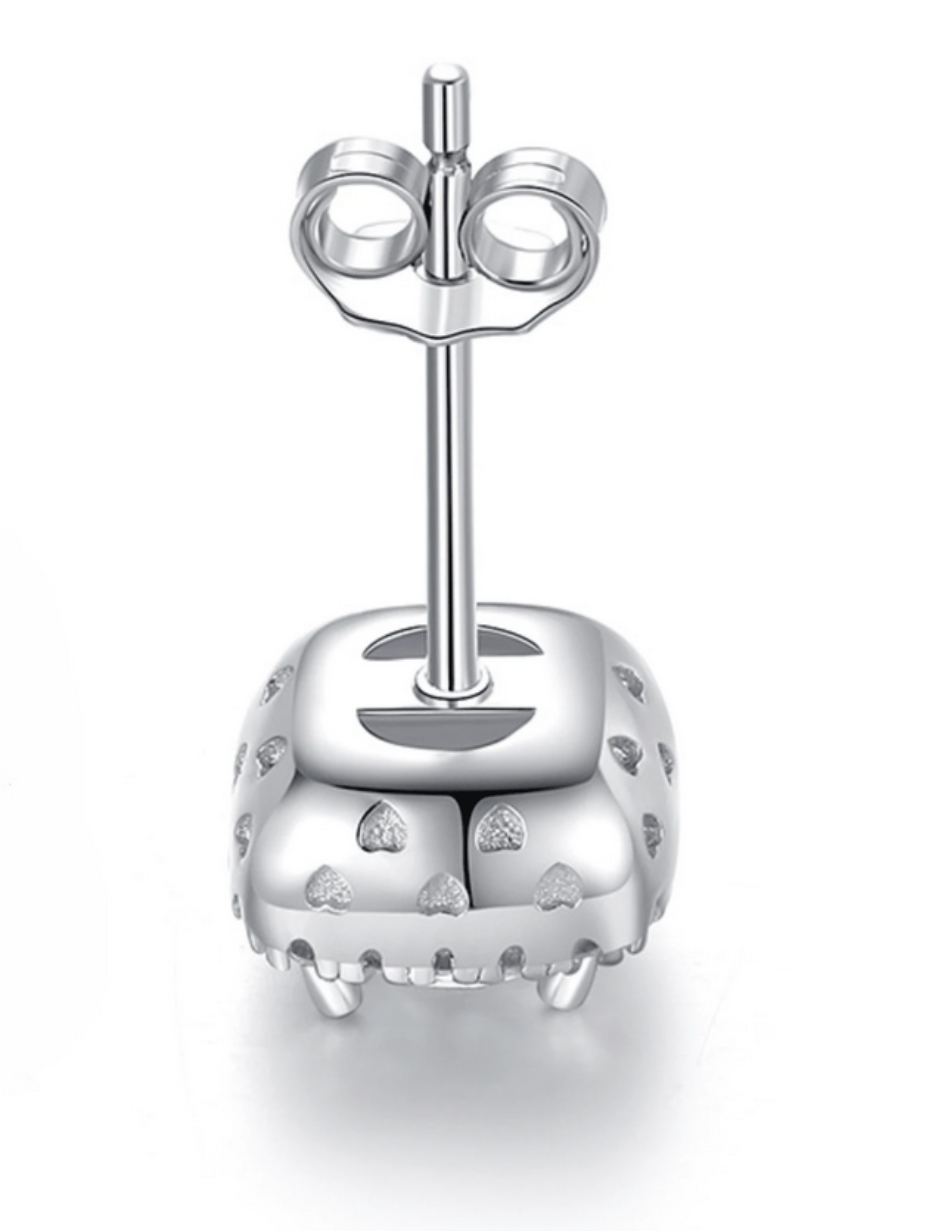 Luxury Moissanite Square Stud Earrings | Rhodium Plated