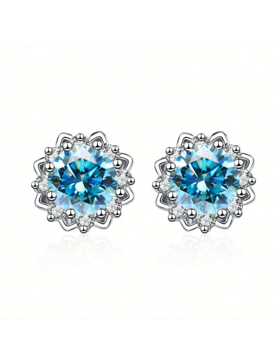 VVS Moissanite Flower Stud Earrings | Sterling Silver
