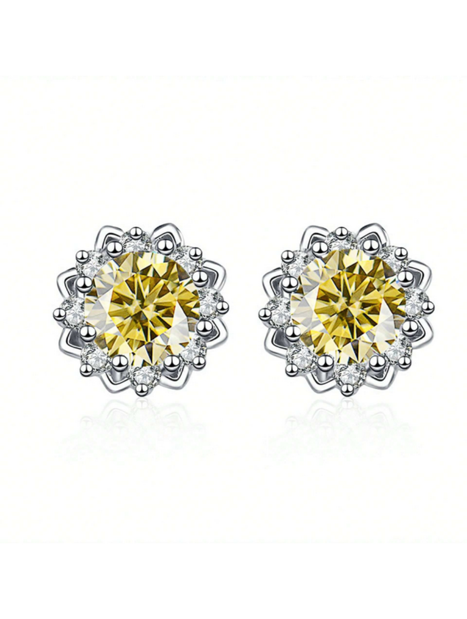 VVS Moissanite Flower Stud Earrings | Sterling Silver