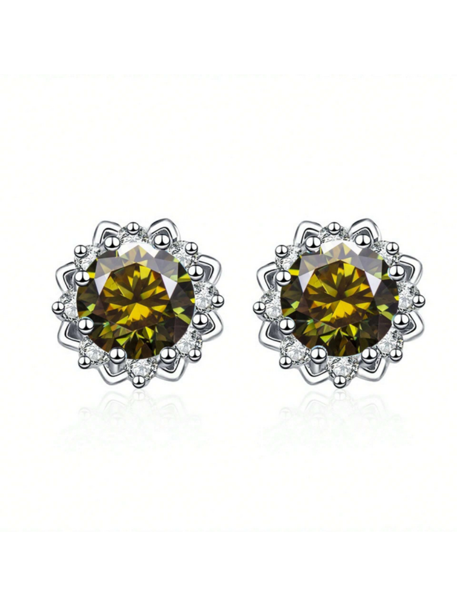 VVS Moissanite Flower Stud Earrings | Sterling Silver