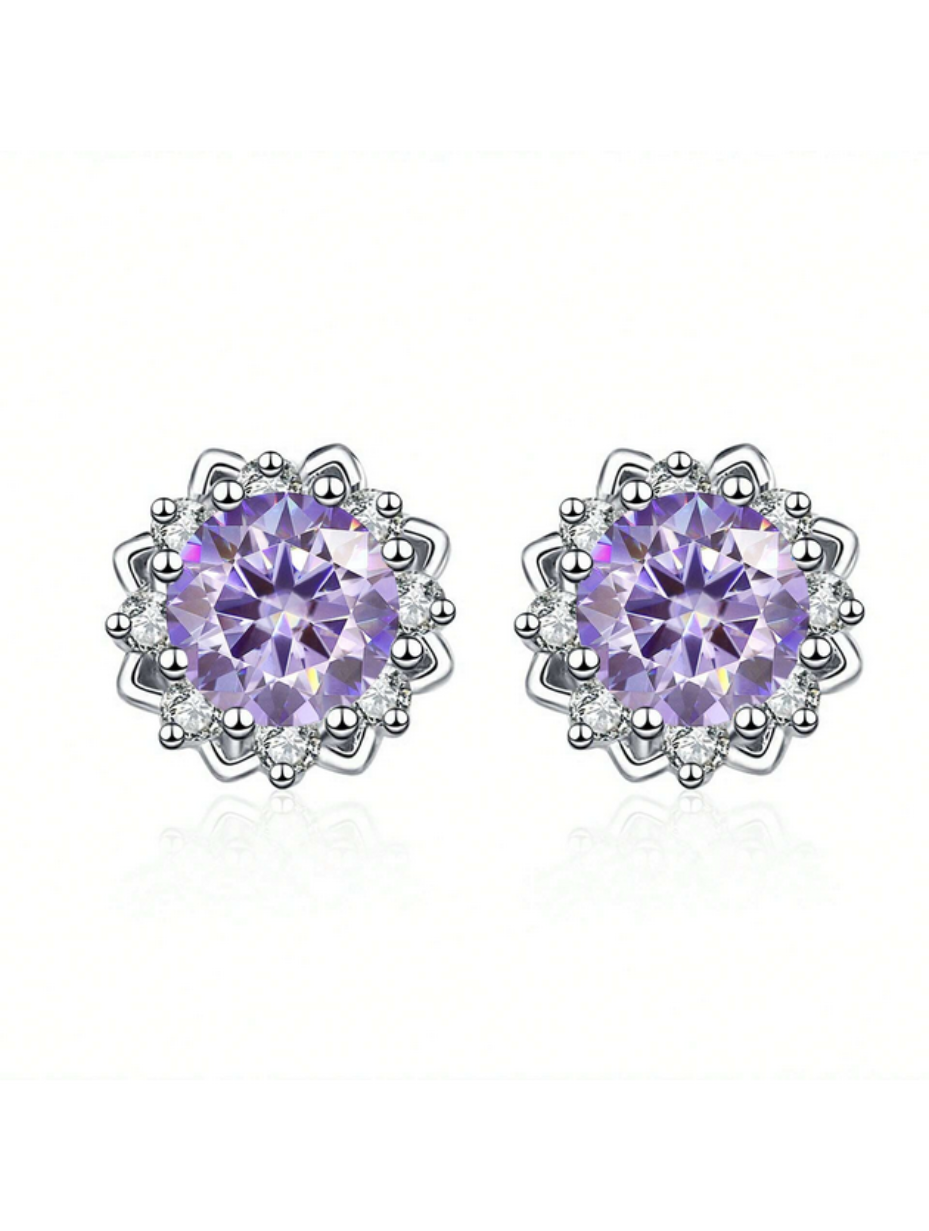 VVS Moissanite Flower Stud Earrings | Sterling Silver