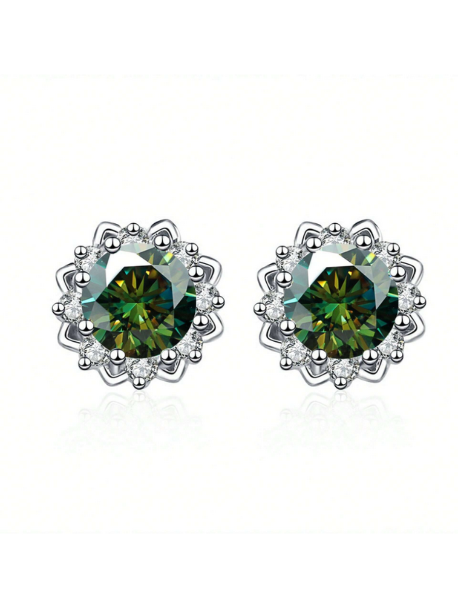 VVS Moissanite Flower Stud Earrings | Sterling Silver