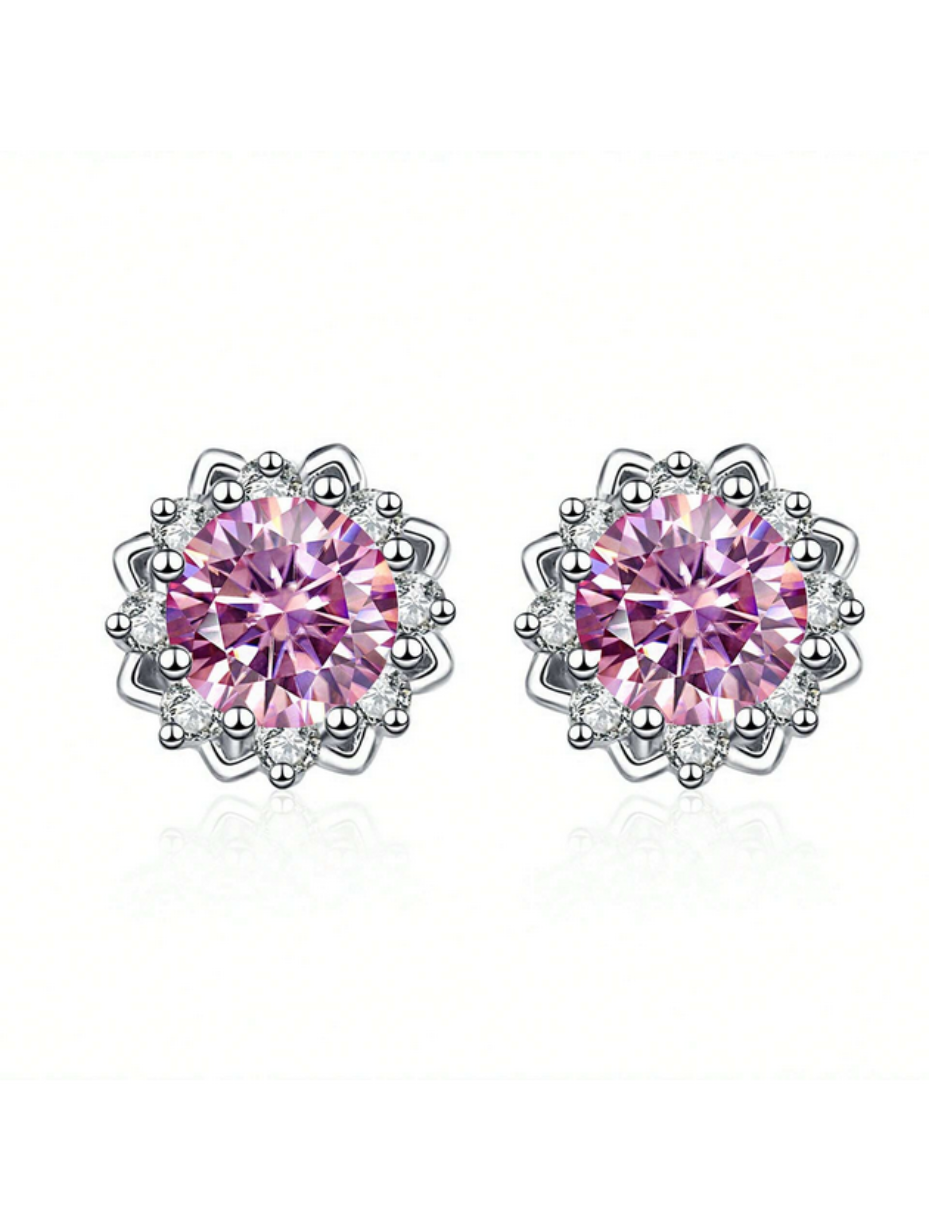 VVS Moissanite Flower Stud Earrings | Sterling Silver