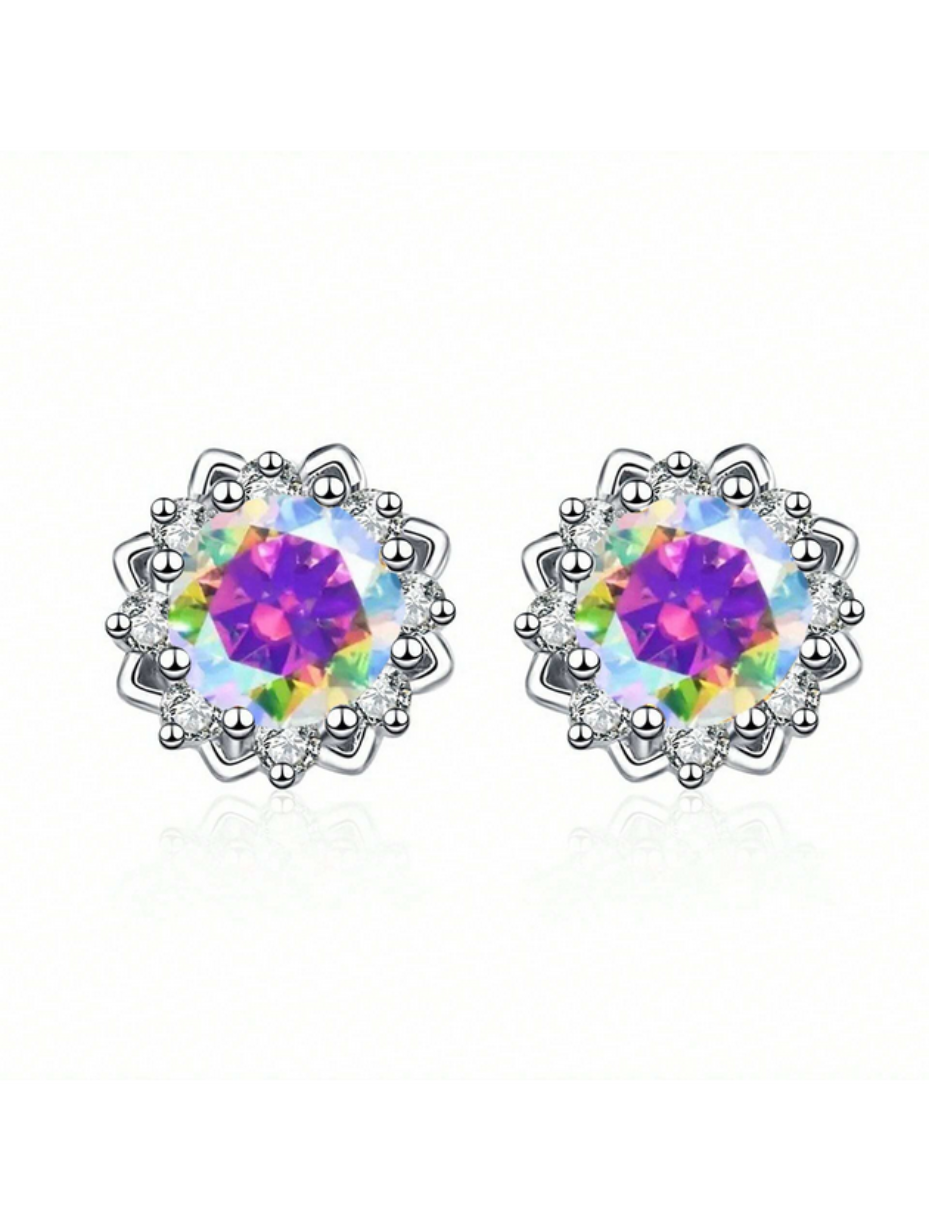 VVS Moissanite Flower Stud Earrings | Sterling Silver