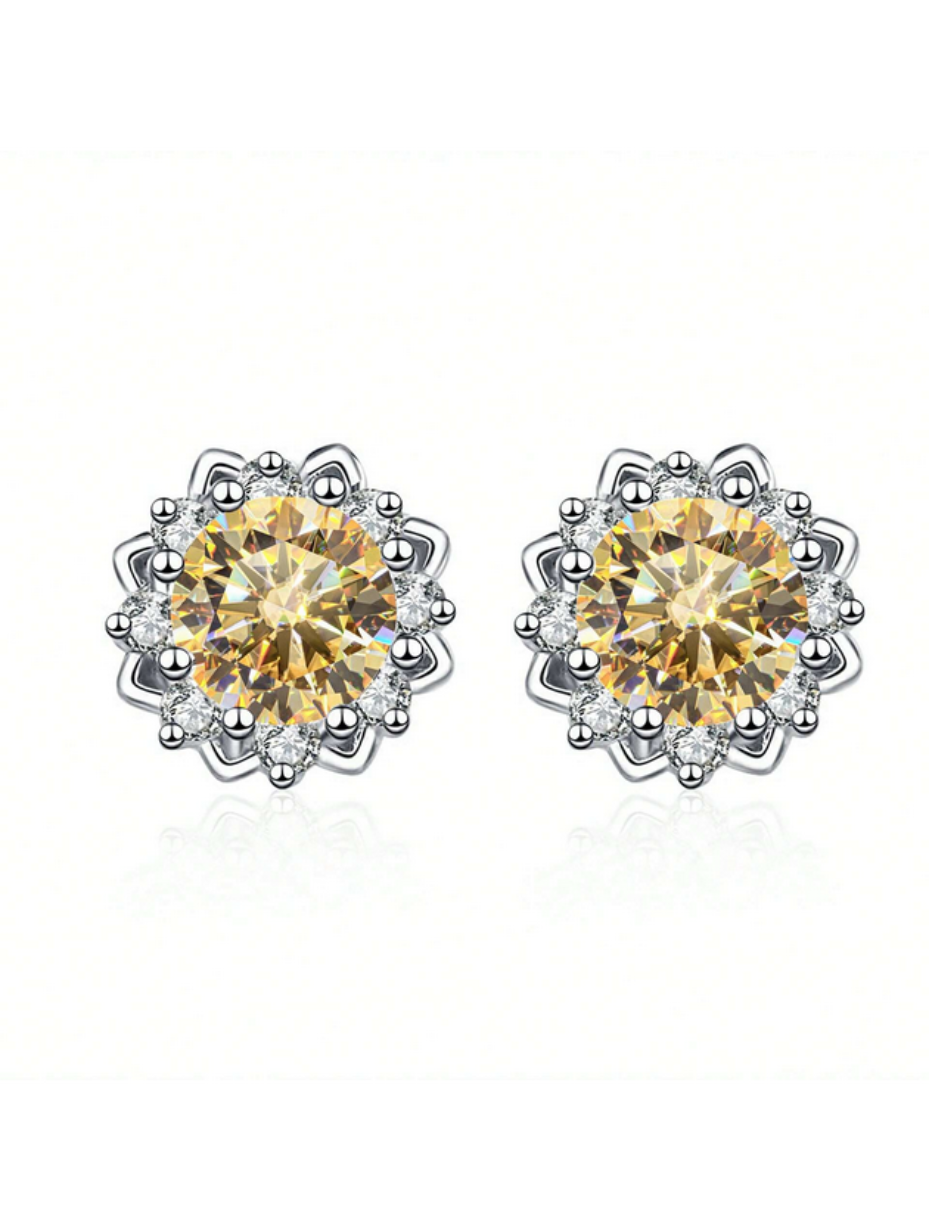 VVS Moissanite Flower Stud Earrings | Sterling Silver
