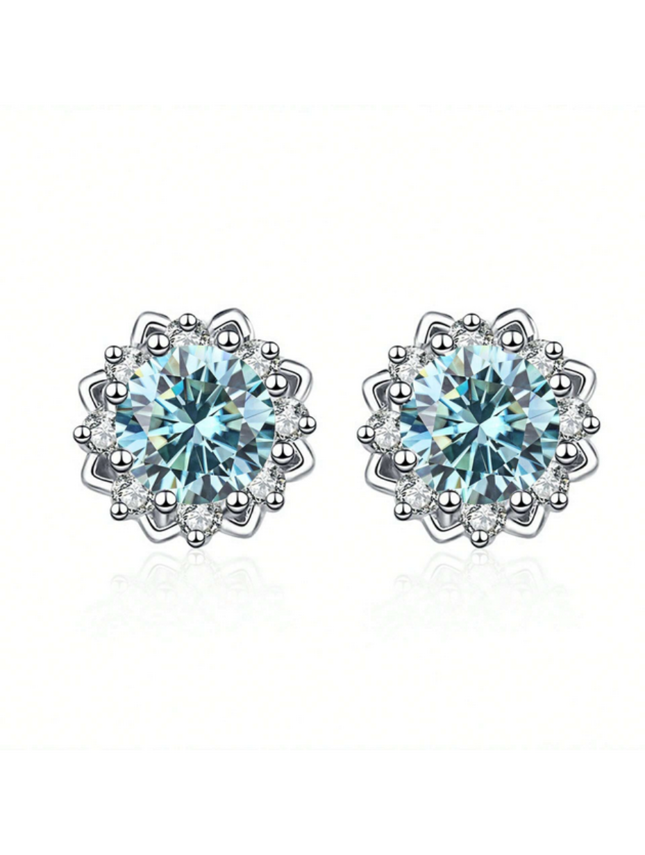 VVS Moissanite Flower Stud Earrings | Sterling Silver