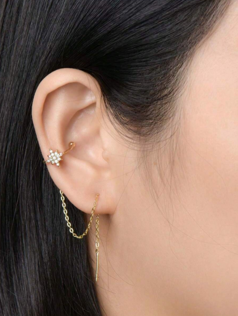 Shining Stars Moissanite Ear Clips | 925 Silver