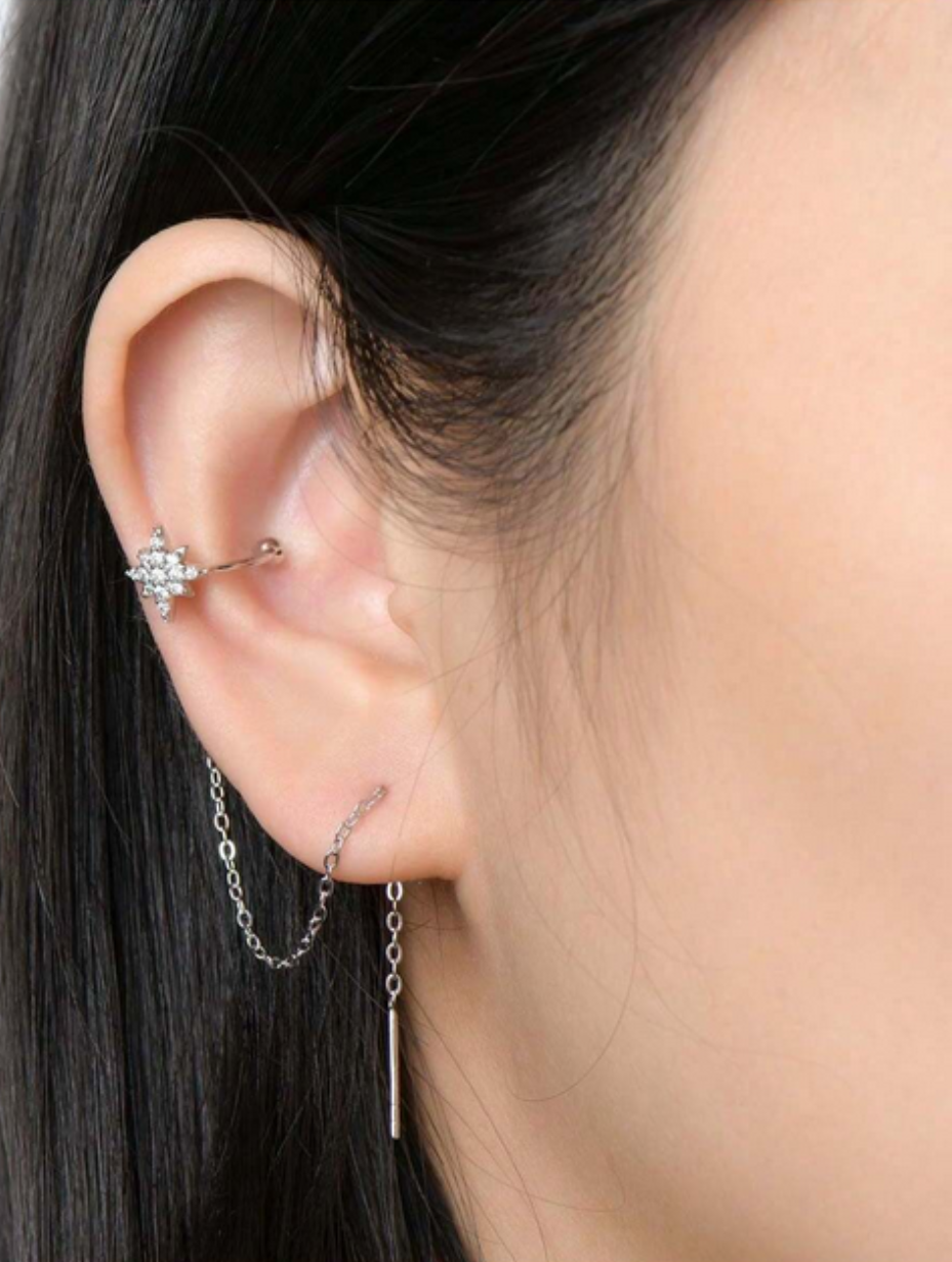 Shining Stars Moissanite Ear Clips | 925 Silver
