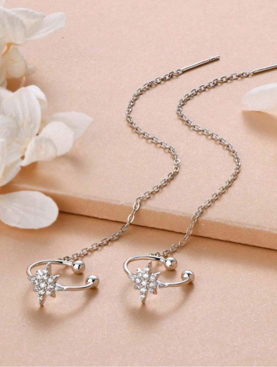Shining Stars Moissanite Ear Clips | 925 Silver
