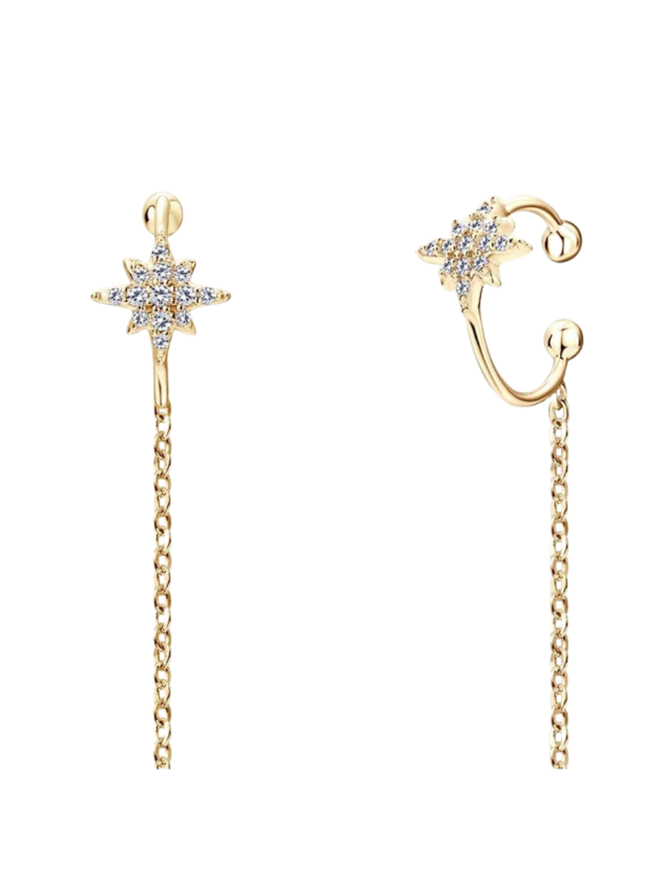 Shining Stars Moissanite Ear Clips | 925 Silver