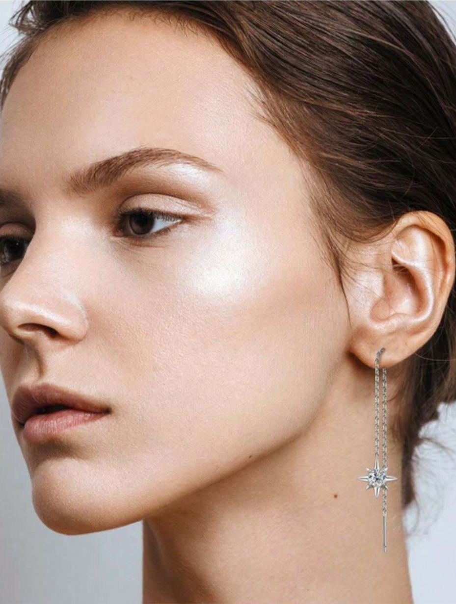 Moon & Star Moissanite Earrings | 925 Silver