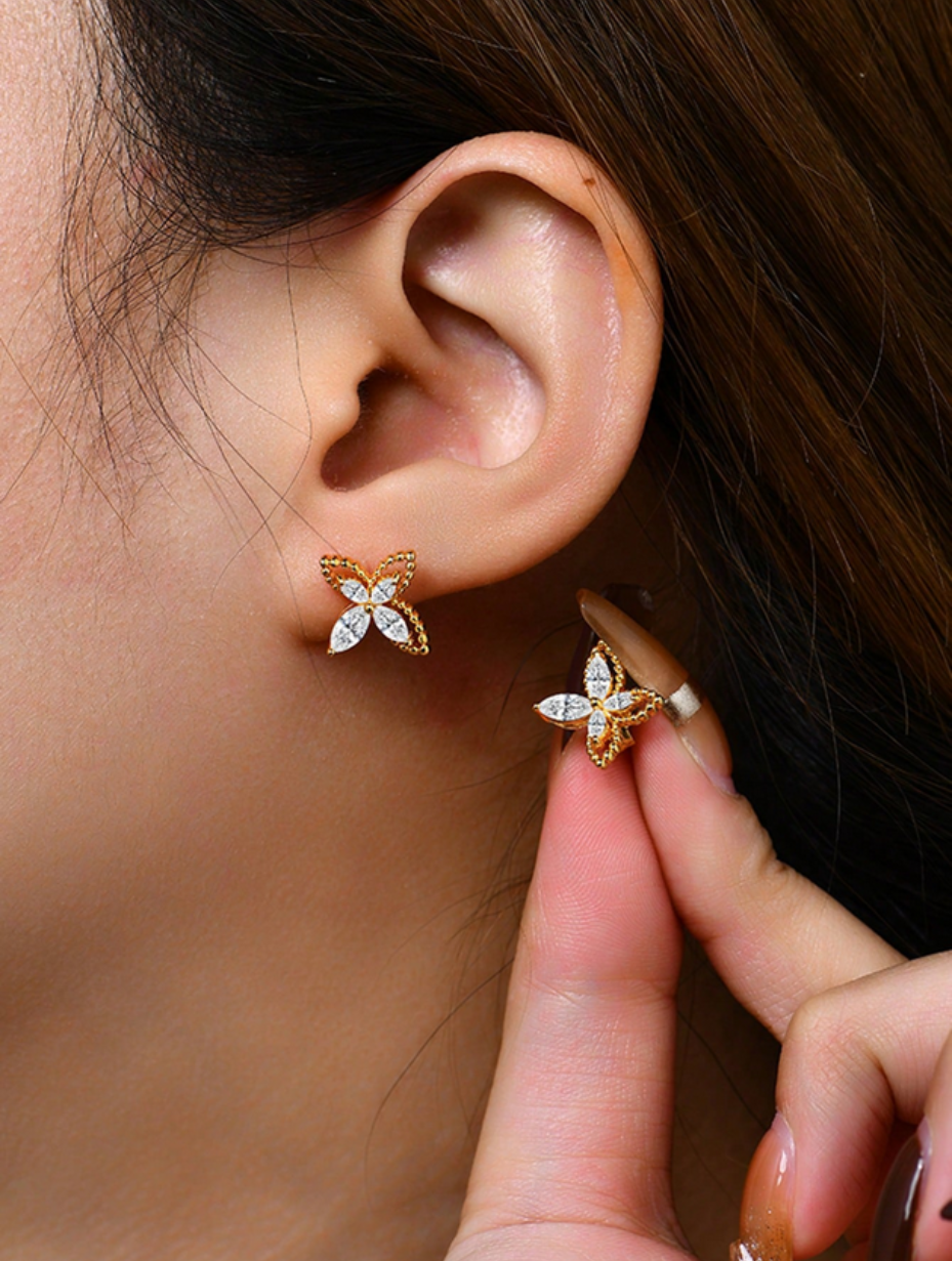 Sterling Silver Moissanite Stud Earrings | Fine Jewelry