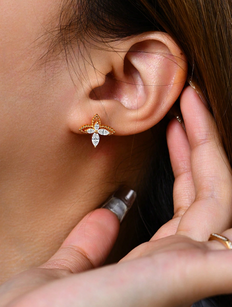 Sterling Silver Moissanite Stud Earrings | Fine Jewelry
