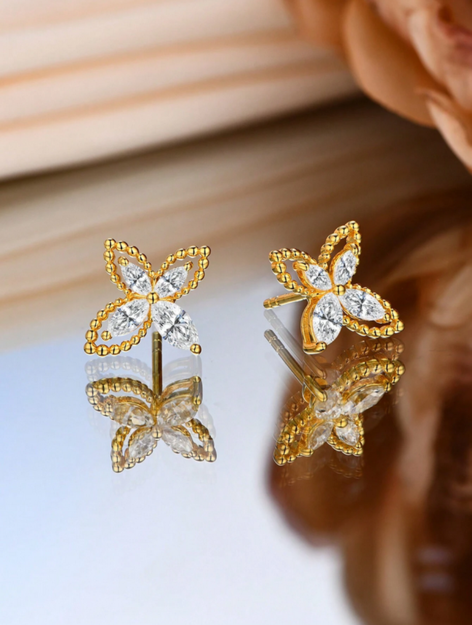 Sterling Silver Moissanite Stud Earrings | Fine Jewelry