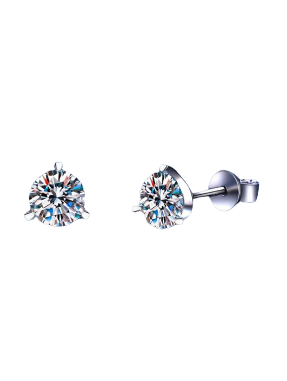 Silver Moissanite Stud Earrings | Unisex Style