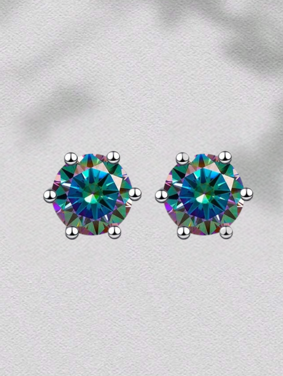 6-Prong Morganite Stud Earrings | Sterling Silver