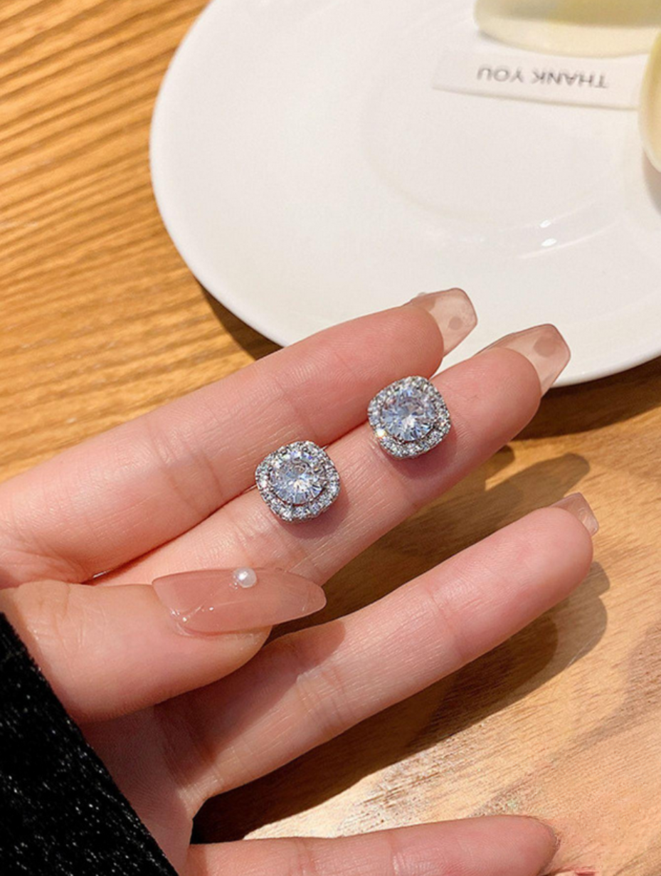 Moissanite Zirconia Stud Earrings | Lab-Created Shine