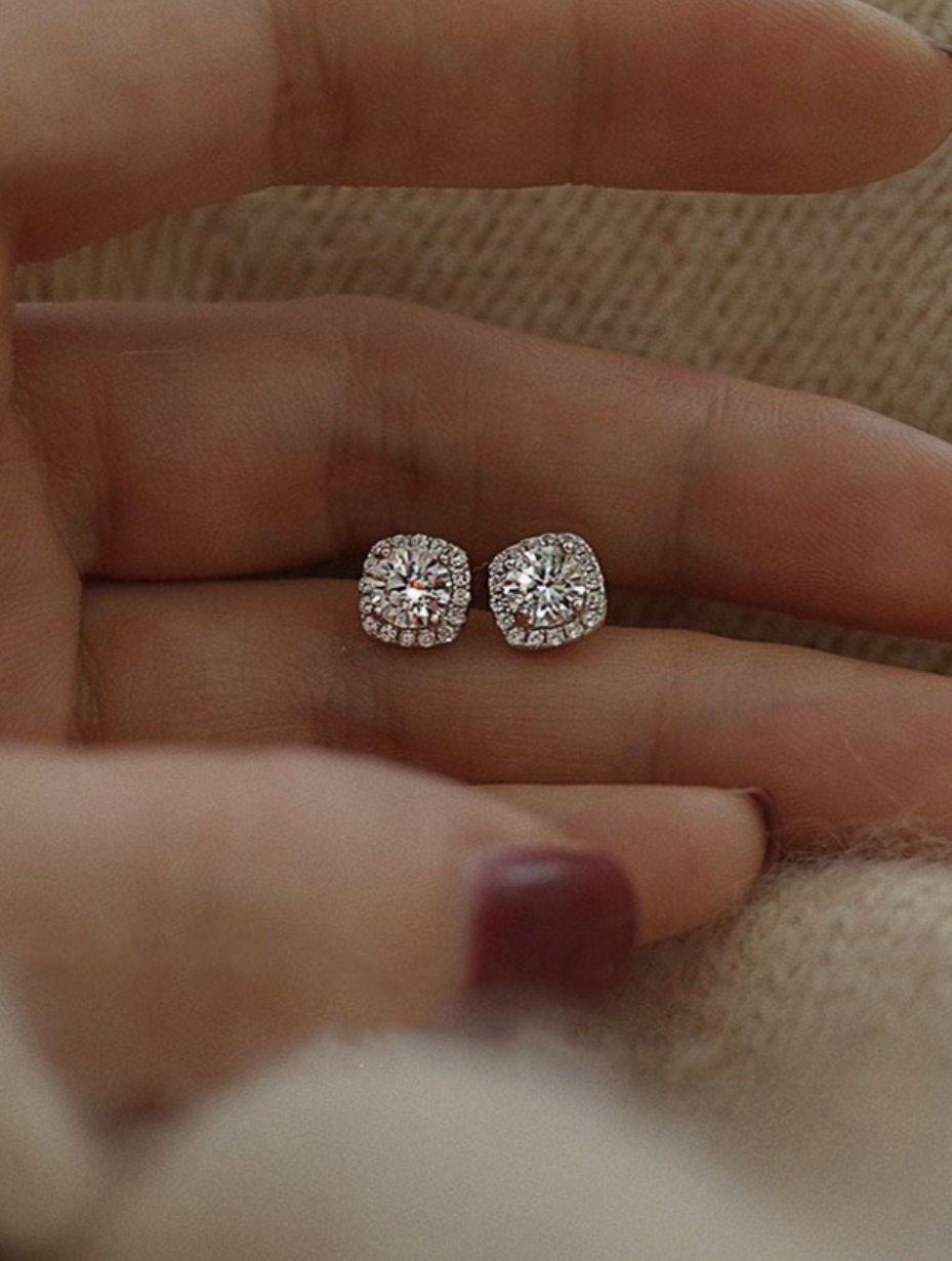 Moissanite Zirconia Stud Earrings | Lab-Created Shine