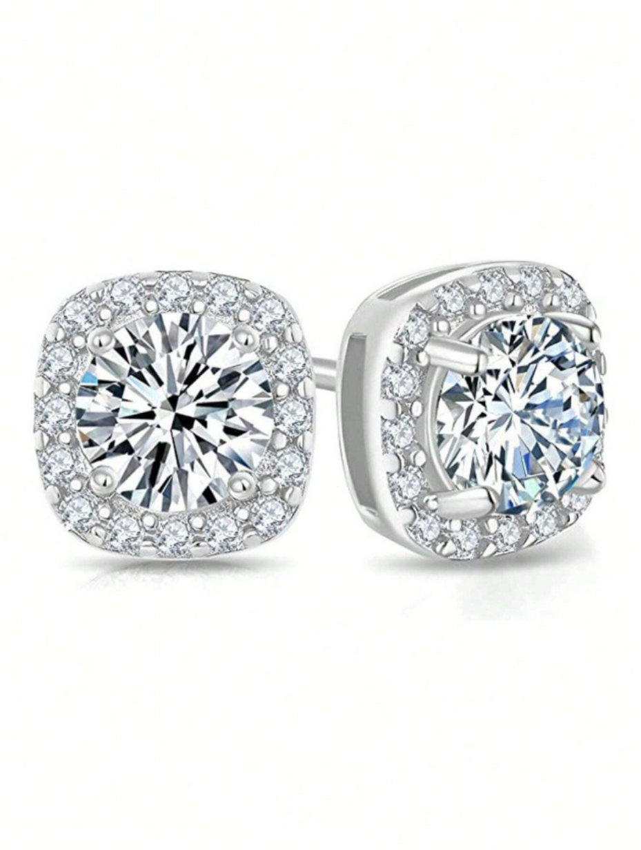 Moissanite Zirconia Stud Earrings | Lab-Created Shine