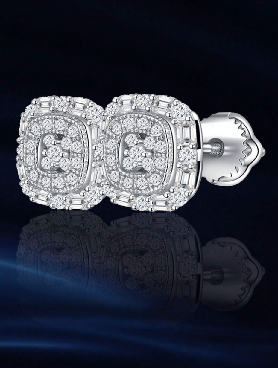 Square & Round Moissanite Earrings | 925 Silver