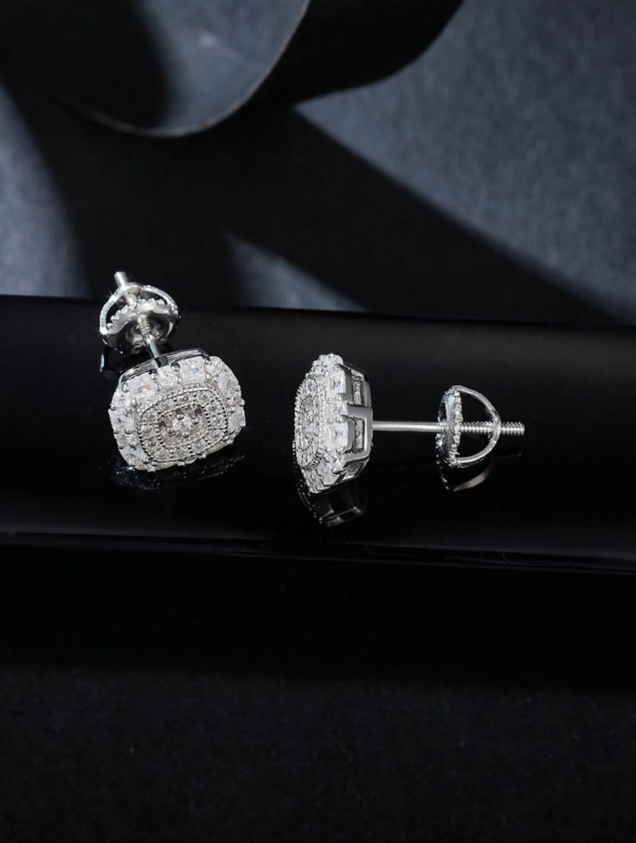 Square & Round Moissanite Earrings | 925 Silver