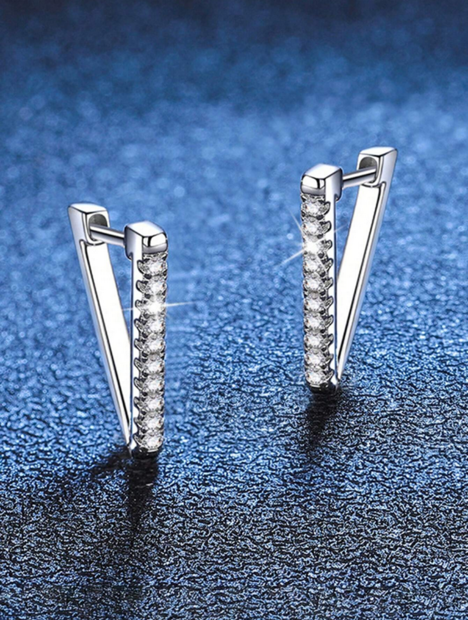 V-Shaped Moissanite Earrings | 925 Silver
