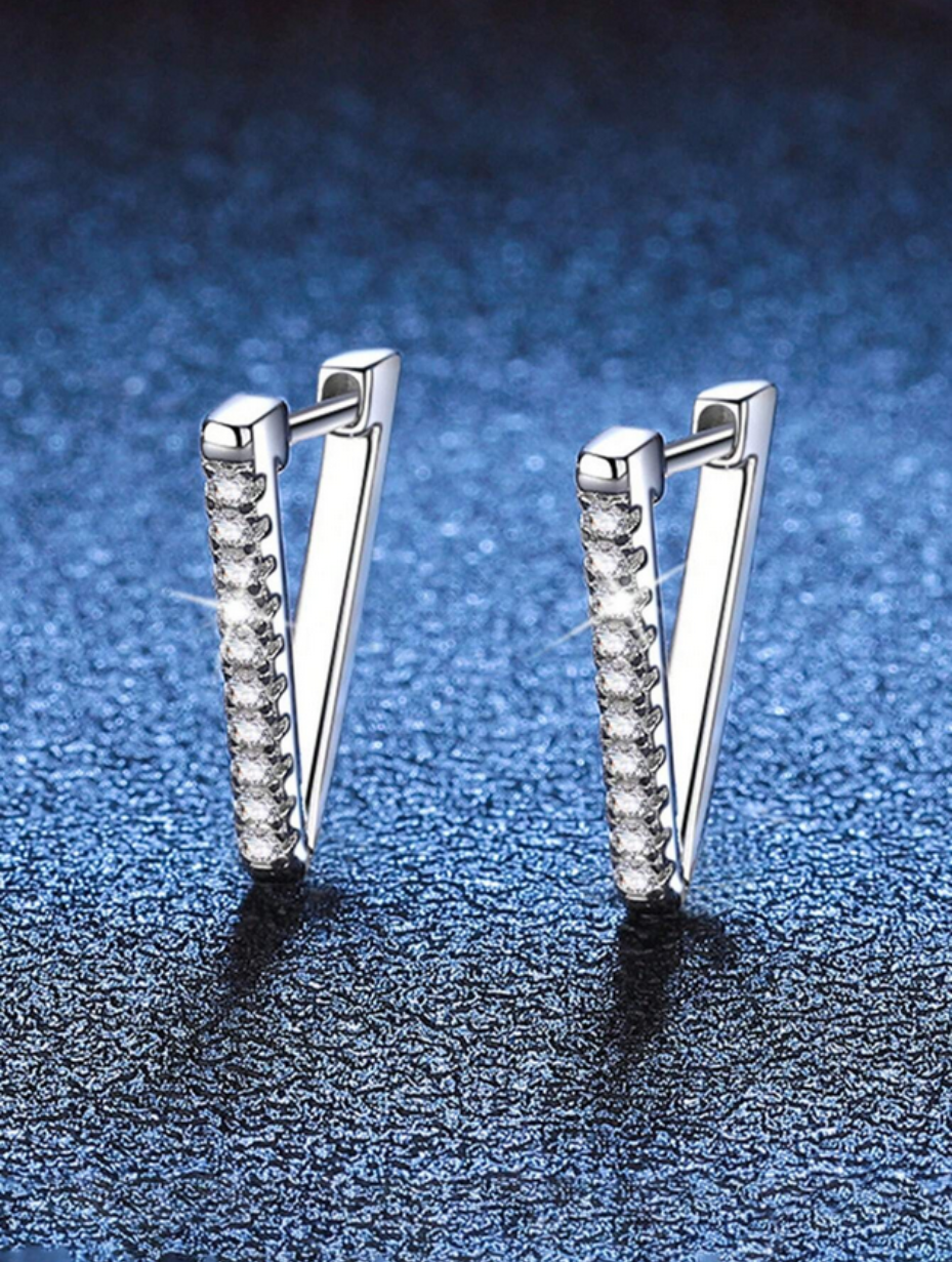 V-Shaped Moissanite Earrings | 925 Silver
