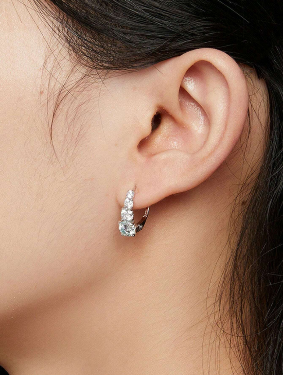 S925 Moissanit Øreringe | Elegant Glitrende