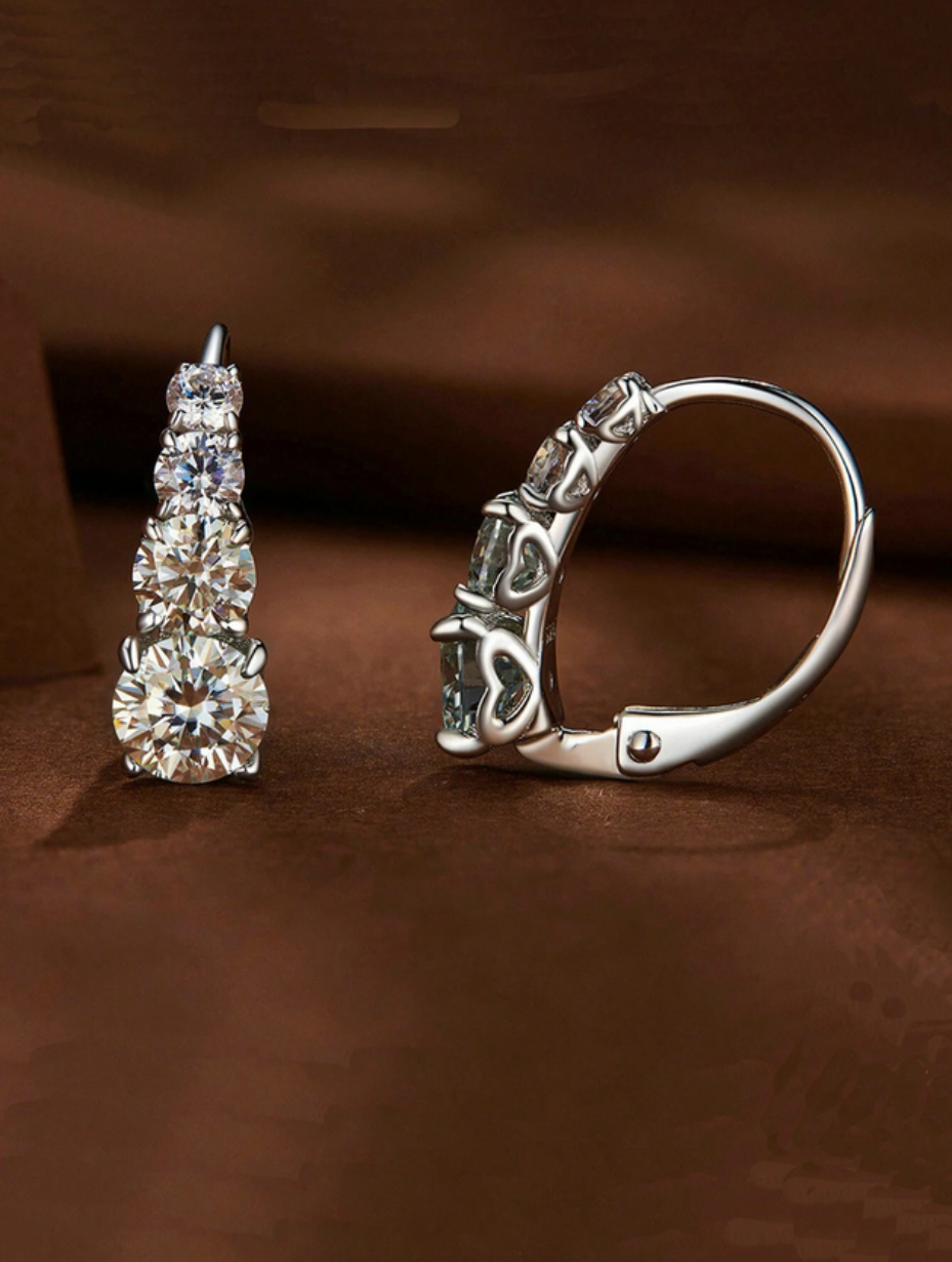 S925 Moissanit Øreringe | Elegant Glitrende