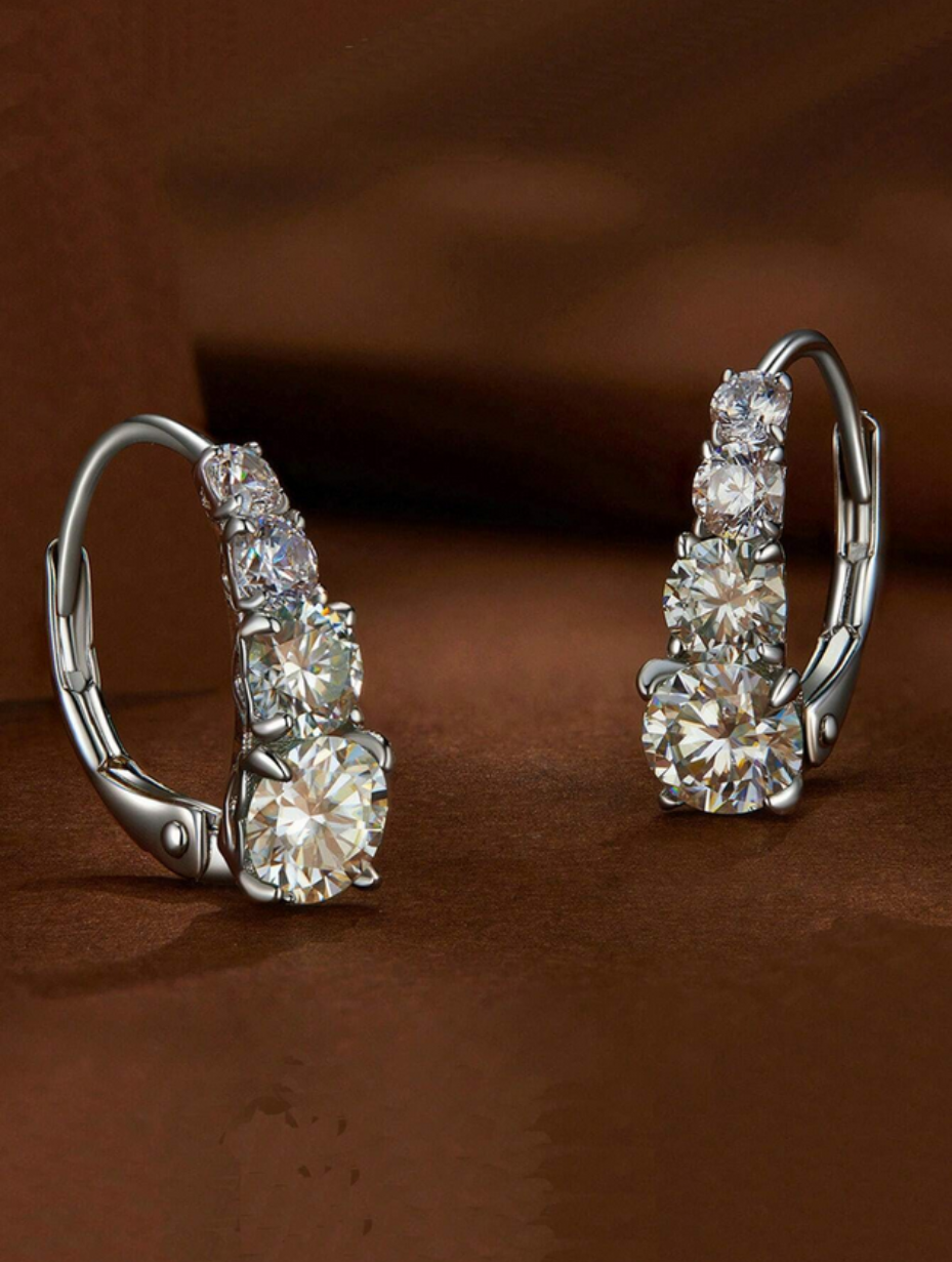 S925 Moissanit Øreringe | Elegant Glitrende
