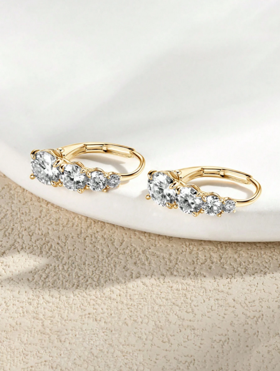 S925 Moissanit Øreringe | Elegant Glitrende