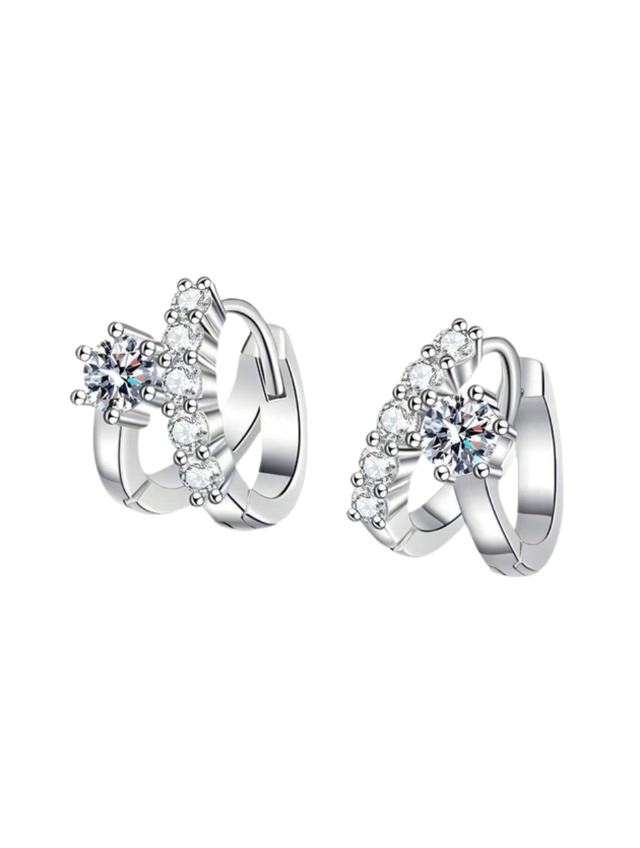 Unique Moissanite Men’s Stud Earrings | Asymmetric Silver Design