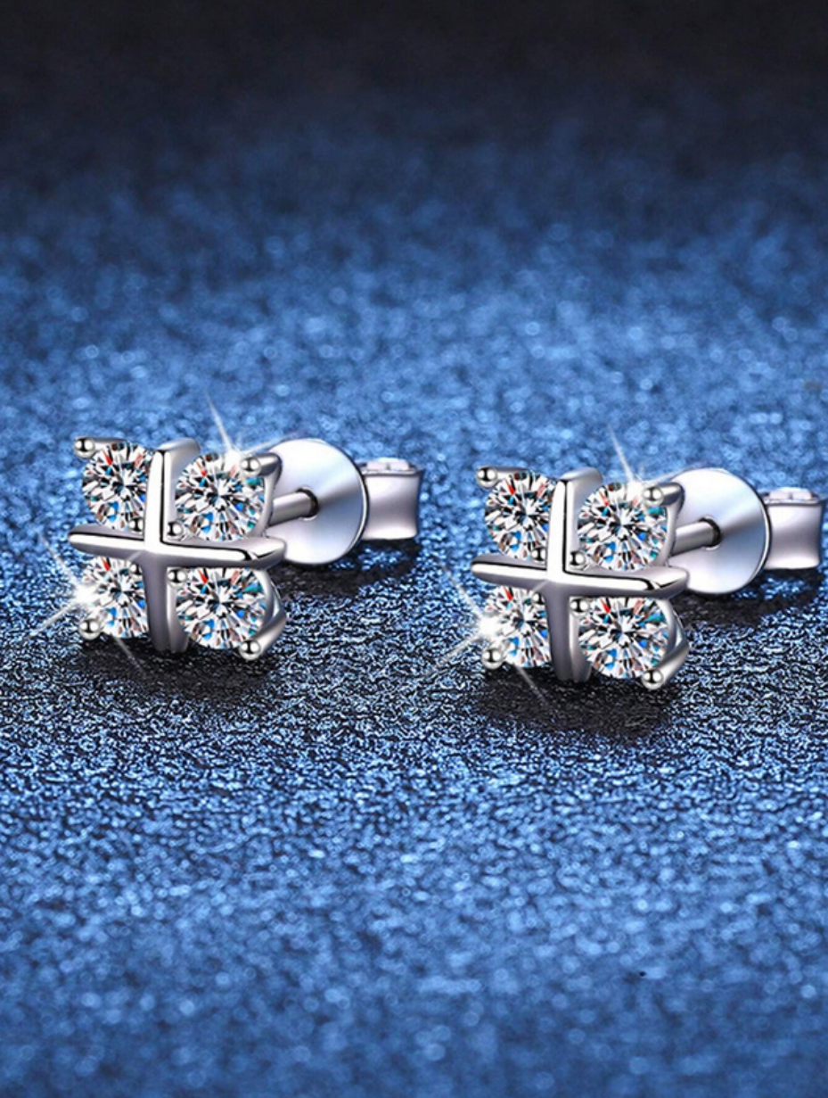 Classic Cross Moissanite Earrings | S925 Silver