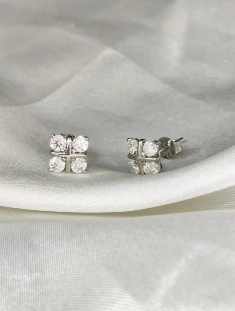 Classic Cross Moissanite Earrings | S925 Silver