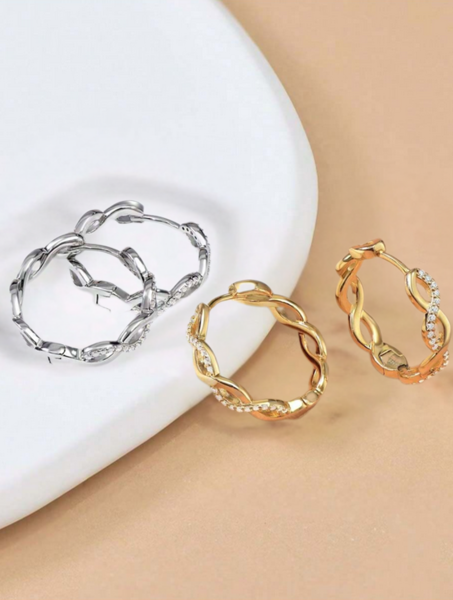 Moissanit Twist Hoop Øreringe | 925 Sterling Sølv