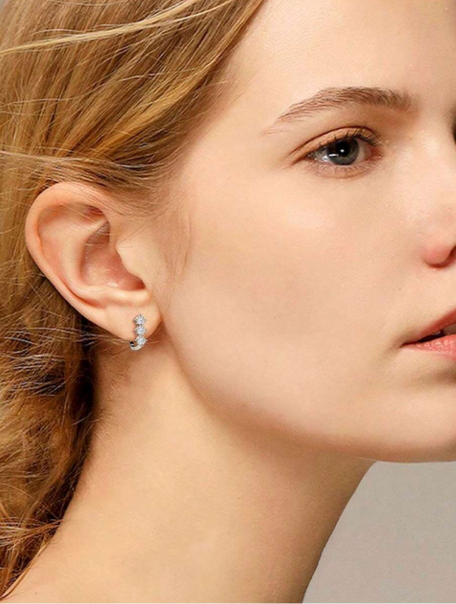 Classic Moissanite U-Shape Earrings | 925 Sterling Silver