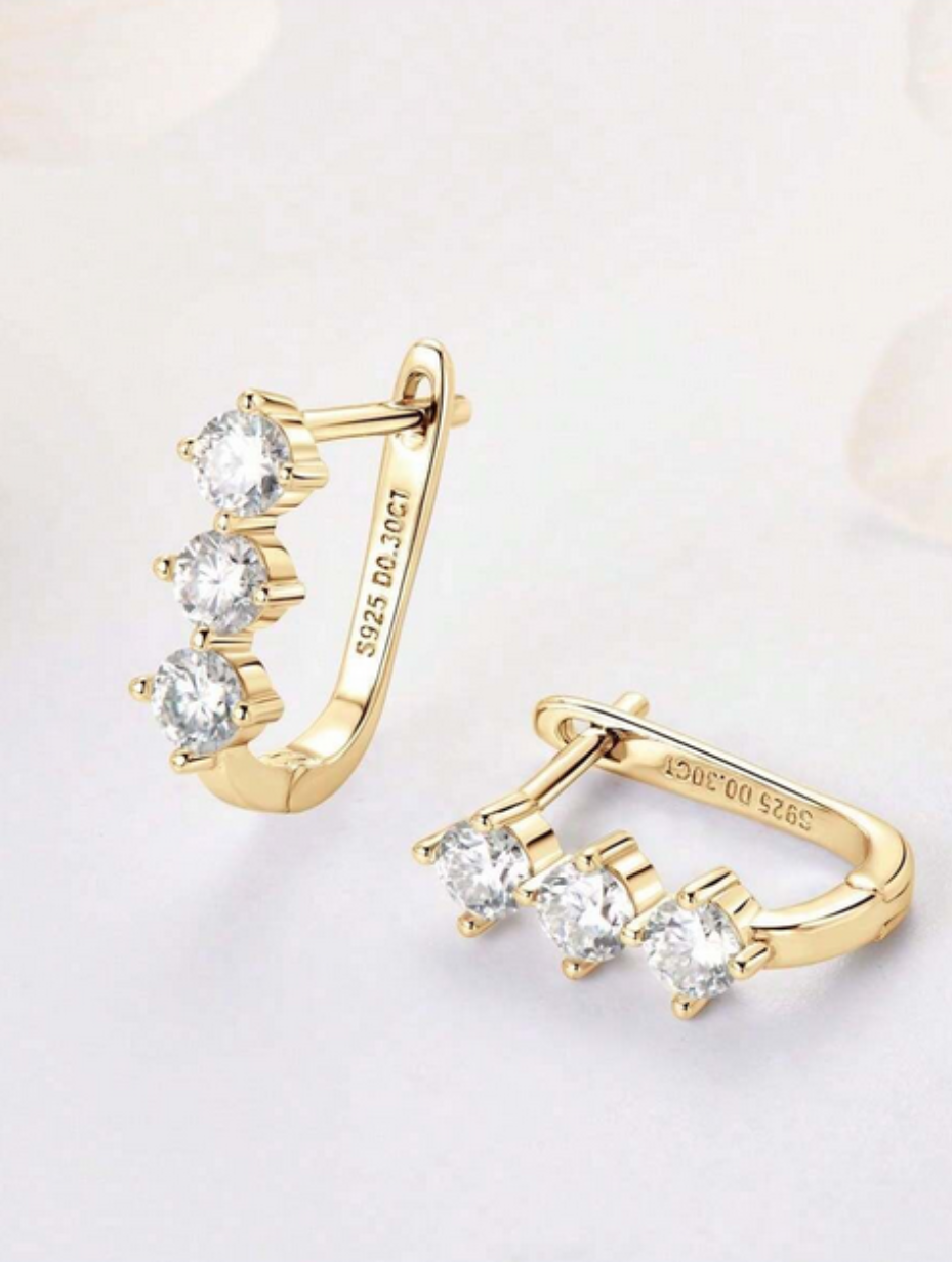 Classic Moissanite U-Shape Earrings | 925 Sterling Silver