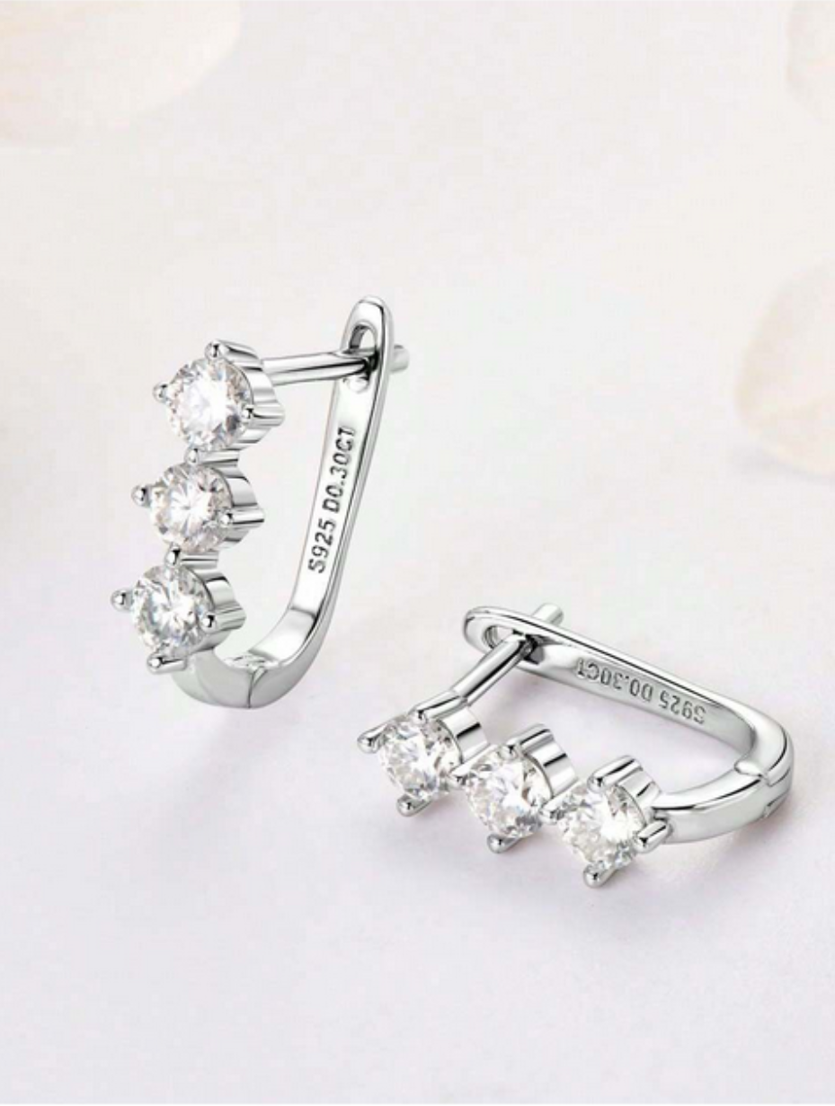 Classic Moissanite U-Shape Earrings | 925 Sterling Silver